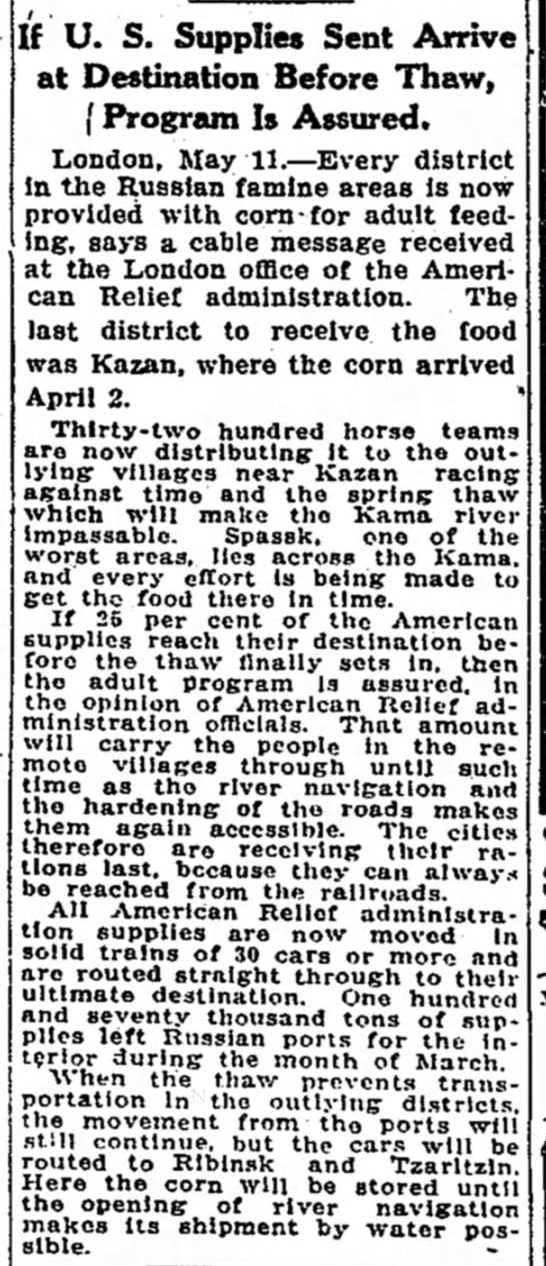 Jon Blackwell (This Day in 1922) on Twitter "May 11, 1922 Enough imported corn has reached