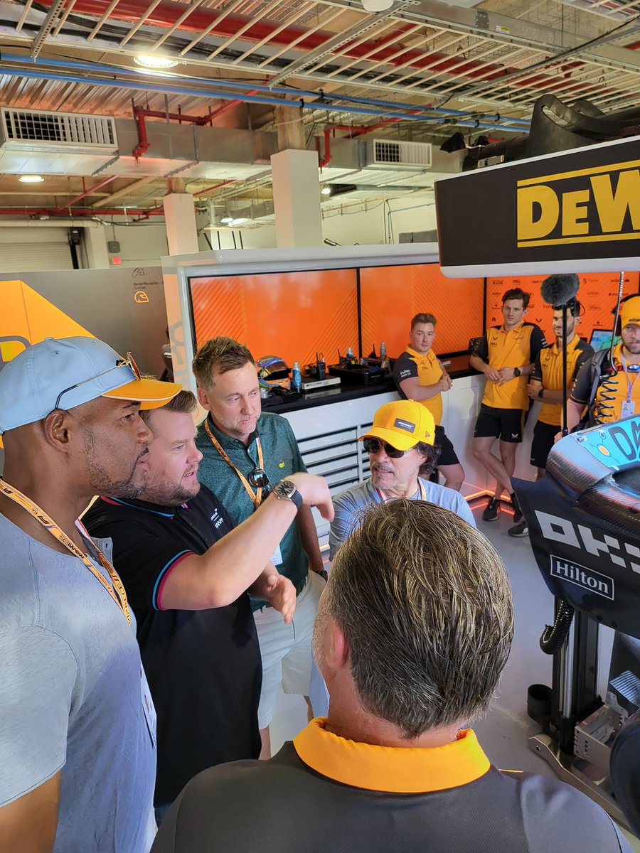 JohnOates's tweet image. We had such a blast at the @f1mia Miami Grand Prix. Thanks to Zak Brown and the amazing @mclarenf1gt team. @michaelstrahan @JKCorden