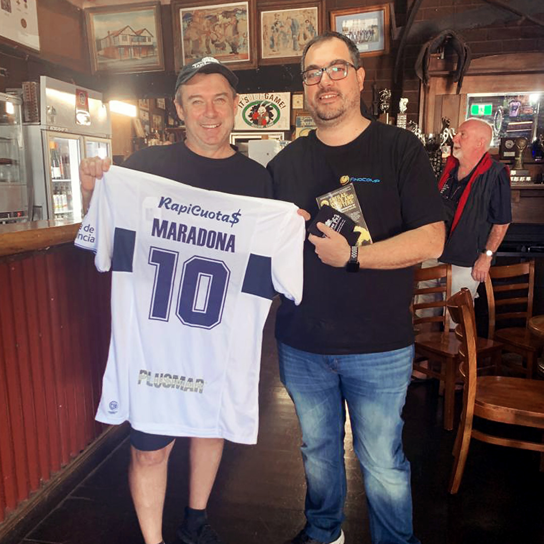 finocomp's tweet photo. FinoComp employee, Juan Diaz, has kindly gifted our neighbours, @JamberooPub, his Maradona football shirt. The Jamberoo team have told us they will display it at the Johnny Warren Football Foundation Museum as Johnny was a big Maradona fan.
#FinoComp #football #tech #Maradona https://t.co/gkPq0wKjVq
