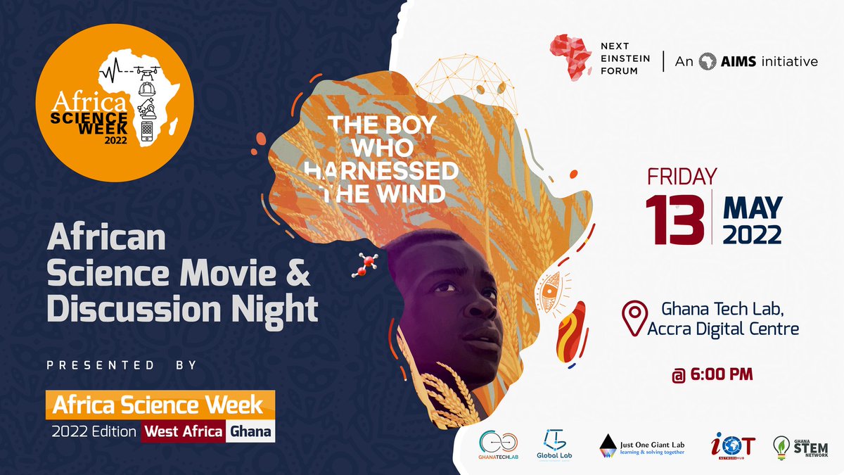 GLabNetwork's tweet photo. Science &amp; Film make a powerful combination to inspire change. Join us as we celebrate Africa Science Week Ghana with the larger STEM ecosystem. RSVP at https://t.co/4YupPBJnMJ if you're coming. 

#ASW2022 #AfricasEinsteins #Sci4D https://t.co/XHS2BPyiMN