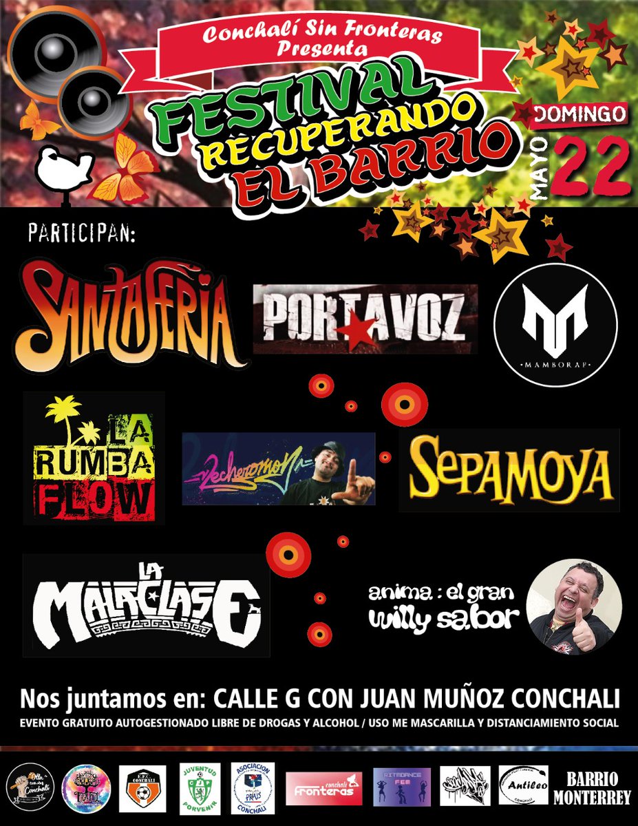 OConchali's tweet photo. Se viene tremenda jornada Socio Cultural en Conchali... La ollita y más de 10 organizaciones incluyendo a Bomberos, estaremos recuperando el Barrio, además @Santaferia @MAMBORAPOFICIAL y muchos artistas estarán apoyándonos 
Sumate a esta gran iniciativa 

@rodrigosepu @Mega @TVN https://t.co/URiknDEHWd