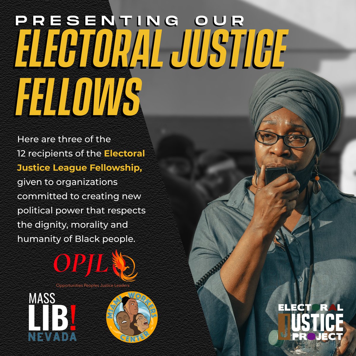 Keeping up with our highlights of M4BL’s 2022 Electoral Justice League Fellows, inspiring &amp; innovative organizations across the country working to expand democracy and build radical political power in their cities in defense of Black lives. This week’s fellows: