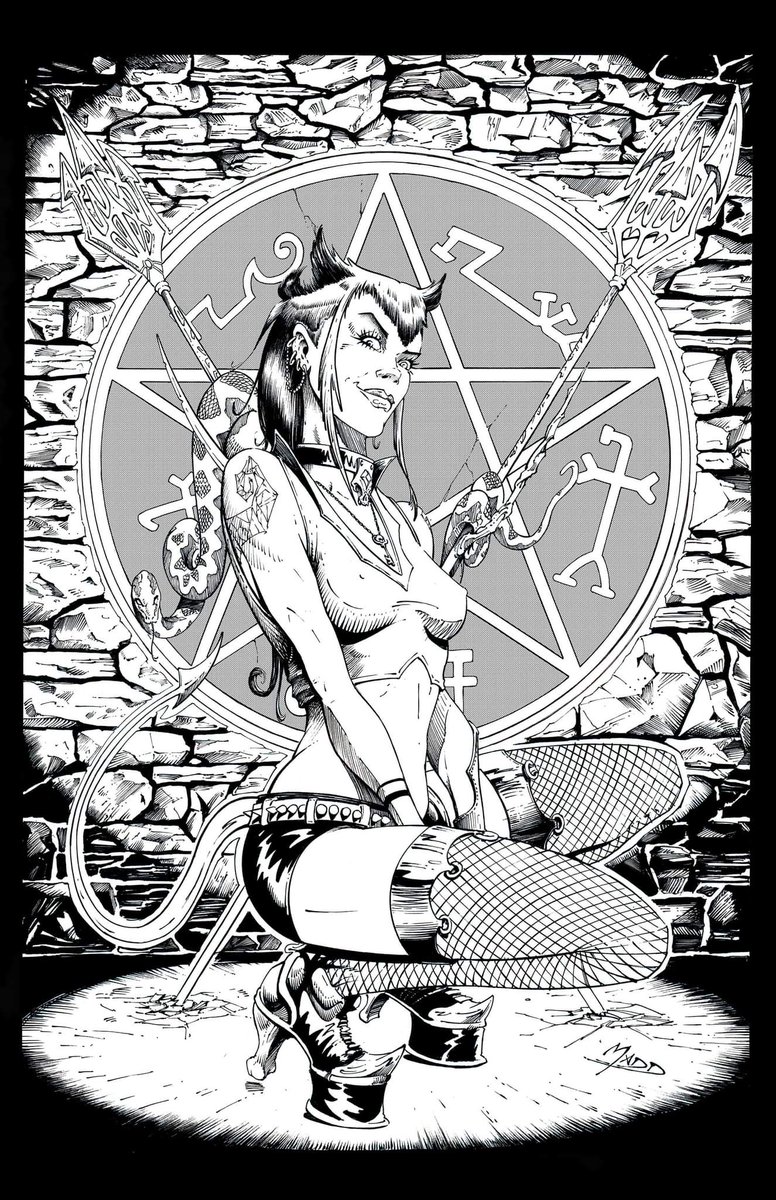 CrissMadd13's tweet photo. HAppy new comic day. Here's my Devil Doll already for a splash of color. 🤘
#ncbd #devil #doll #devildoll #pinup #pinupgirl #pinupart #inks #ziptone #horns #snake #devilstrap #gonemadd https://t.co/S4wkIDT161