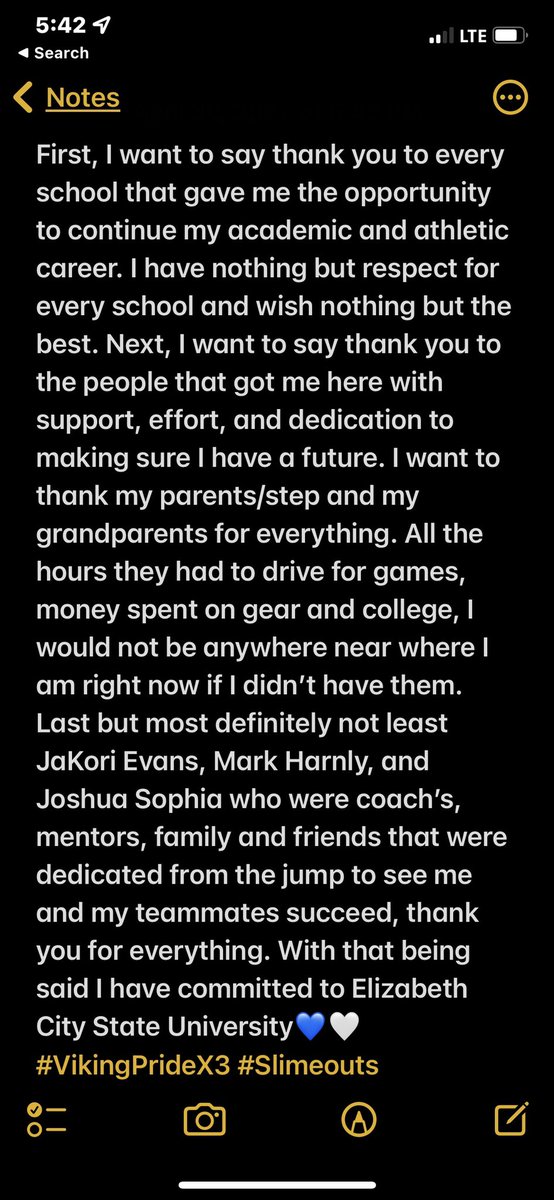skiixii's tweet photo. Committed💙❤️#VikingPride3X #Slimeouts @ECSUVikingFBall @Coach_MHilliard @CoachGlad @CoachFinnin @Jack_Evans11 @HBCU365 https://t.co/0MUmx82ucn
