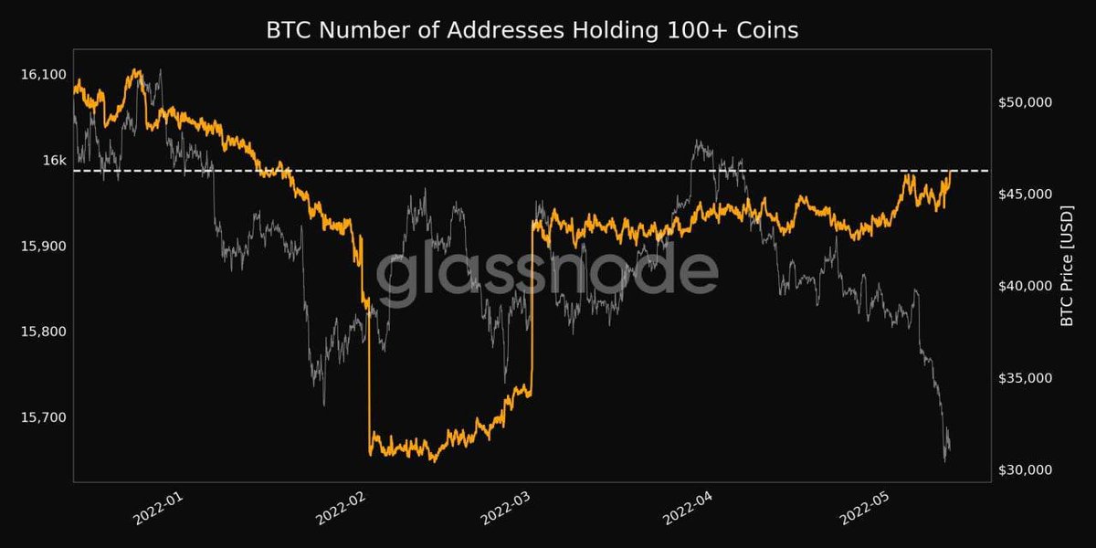 ⚡️Bitcoin
🔹 Mining difficulty just hit ATH
🔹 The number of whales just hit an 18-month low. That number is still falling.
🔹 The number of addresses with more than 100 coins just hit a 3-month high #BTC #ETH #Coinbase #DOGE #APE
