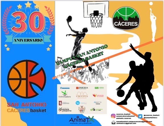SanAntonioCc's tweet photo. ¿Quieres seguir disfrutando del baloncesto con tus amigos? Llevamos 30 años garantizándolo, vuelve el #Campus por excelencia de Extremadura. 

Gracias a Animatx Cáceres por el apoyo una edición más.

#Cantera @Caceres_Basket https://t.co/bsowjeBpQz