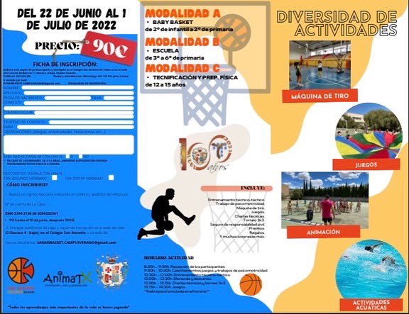 SanAntonioCc's tweet photo. ¿Quieres seguir disfrutando del baloncesto con tus amigos? Llevamos 30 años garantizándolo, vuelve el #Campus por excelencia de Extremadura. 

Gracias a Animatx Cáceres por el apoyo una edición más.

#Cantera @Caceres_Basket https://t.co/bsowjeBpQz
