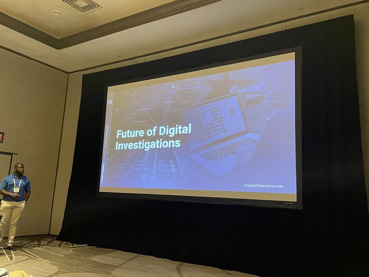 Hopex2123's tweet photo. Great talk by Dr. Stephen Boyce. DFiR Transformation @MagnetForensics #TechnoSecurityMB https://t.co/NNDhnRDz2E