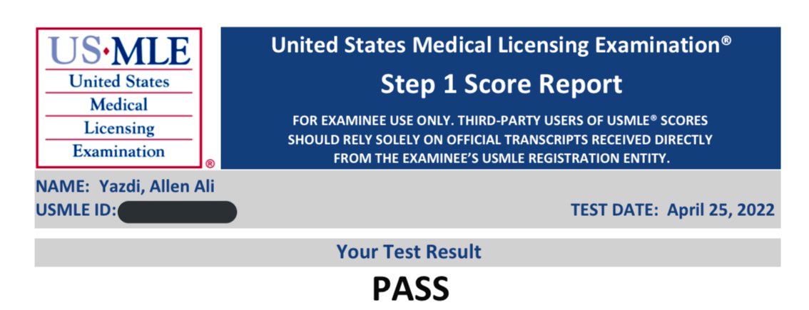 WOOHOOOOOOO!!!!! Guess who just passed Step 1!!! First doctor in the family loading 📈