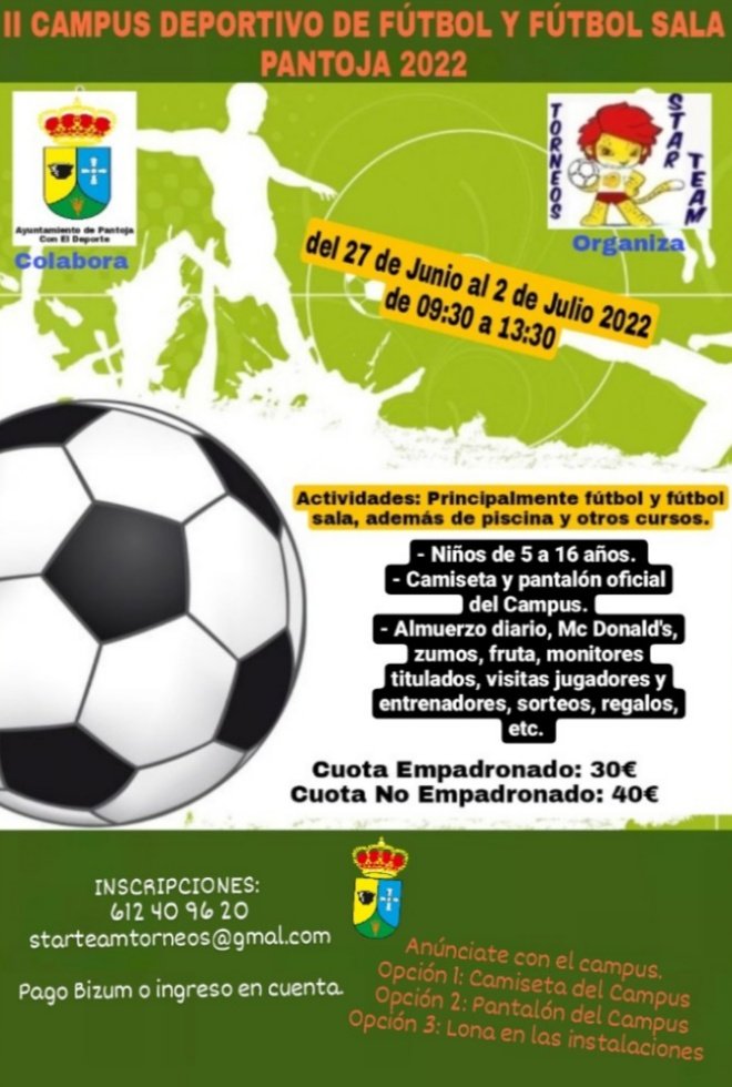 StarTeamTorneos's tweet photo. Campus deportivo PANTOJA 2022 
Ya disponible el enlace de inscripción https://t.co/37egk3CjO0 https://t.co/5kzieCoJob