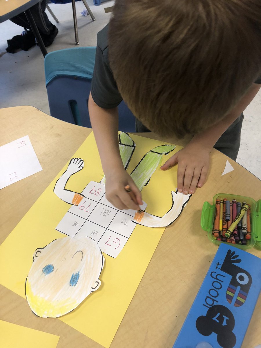 FirstiesFun's tweet image. #ABCountdown C is for Craft Day! We had fun using snap words and vowel teams to make posters for our SOL buddies, then made math people to practice our counting and hundreds chart! #YES_Bulldogs #firstgrade