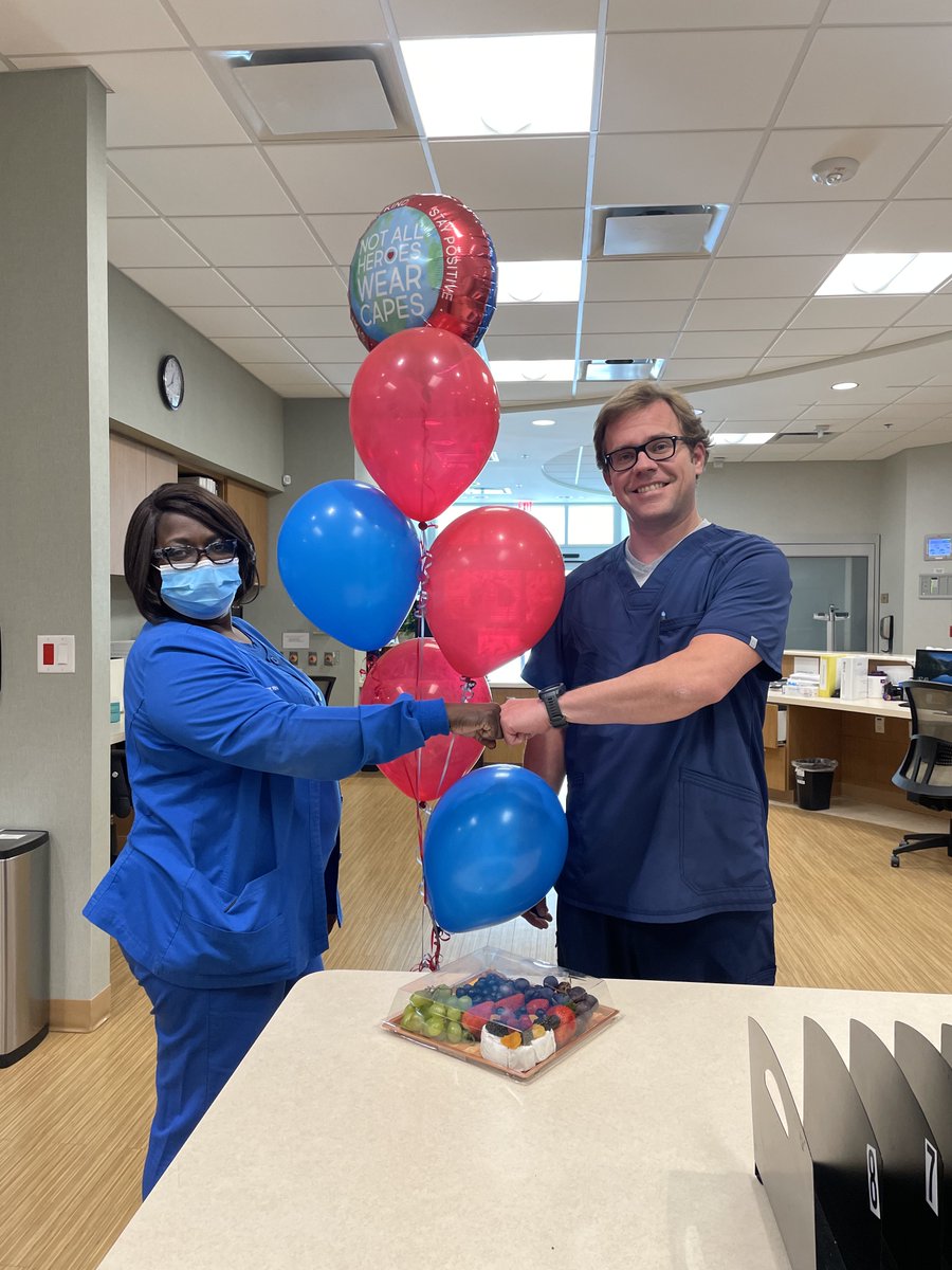 KyleERHospital's tweet photo. Continuing our celebration of nurses this week-here are some more of our super stars! They got to pick out lunch and some goodies-as well as they are all got to pick out a new pair of comfy scrubs from Figs that we are going to have embroidered with their names. And even thou ... https://t.co/zPOa94fU2w