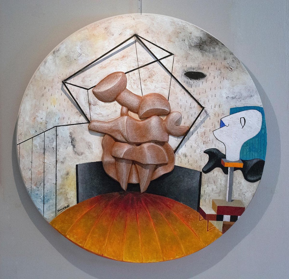 sumerart's tweet photo. Childhood /Skip the rope 120 cm 2022 #mixedmedia #art #contemporaryart #canadianart #sculpture #acrylicpainting https://t.co/hMbxzps3Ua