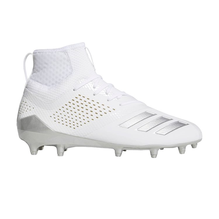 Blakeheggiepro's tweet photo. Check out the Adizero 5-Star 7.0 Lax Mid 'White Silver Metallic' on GOAT https://t.co/ab5tGmweSU https://t.co/GwrASkPvdf