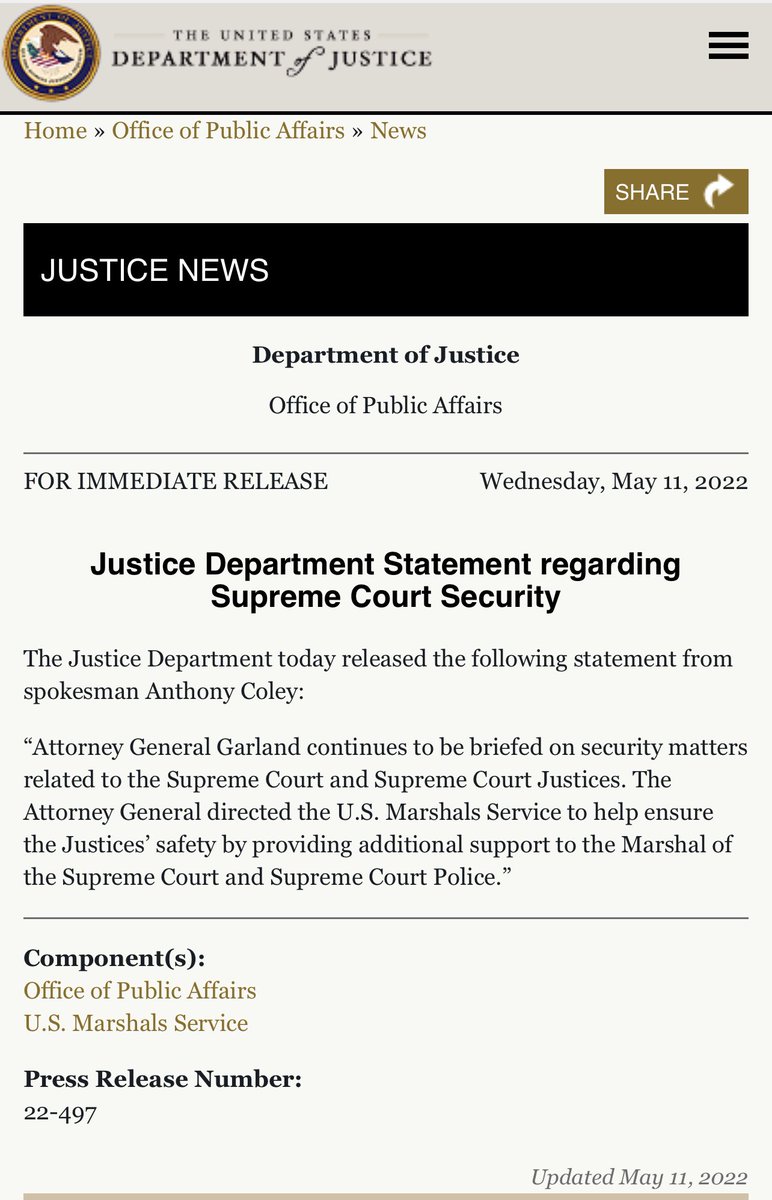 After 9 days, the Attorney General finally issued a statement.

He didn’t condemn threats against justices in their homes over a pending case.

He didn’t order the FBI to investigate these threats.

Local school board members get better protection than Supreme Court justices.