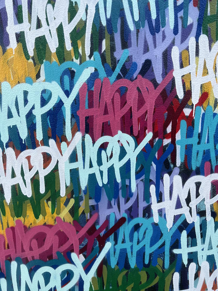 RiggsArt's tweet photo. https://t.co/gnbaaEZsVs Happy painting 60 x 111 inches 2022 spray paint and acrylic on canvas #ChrisRiggs #happy #love #art #arts #artist https://t.co/RPO26dOshQ