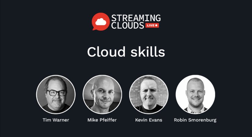 TheKevinEvans's tweet photo. Live in six days on #streamingclouds
โCloud skillsโ with @mike_pfeiffer @TechTrainerTim @robinsmorenburg
Join us as we discuss certification paths , training platforms and much much more!
๐
https://t.co/mQyYWaIyMG
#cloudfamily https://t.co/ewyJC5A7YN