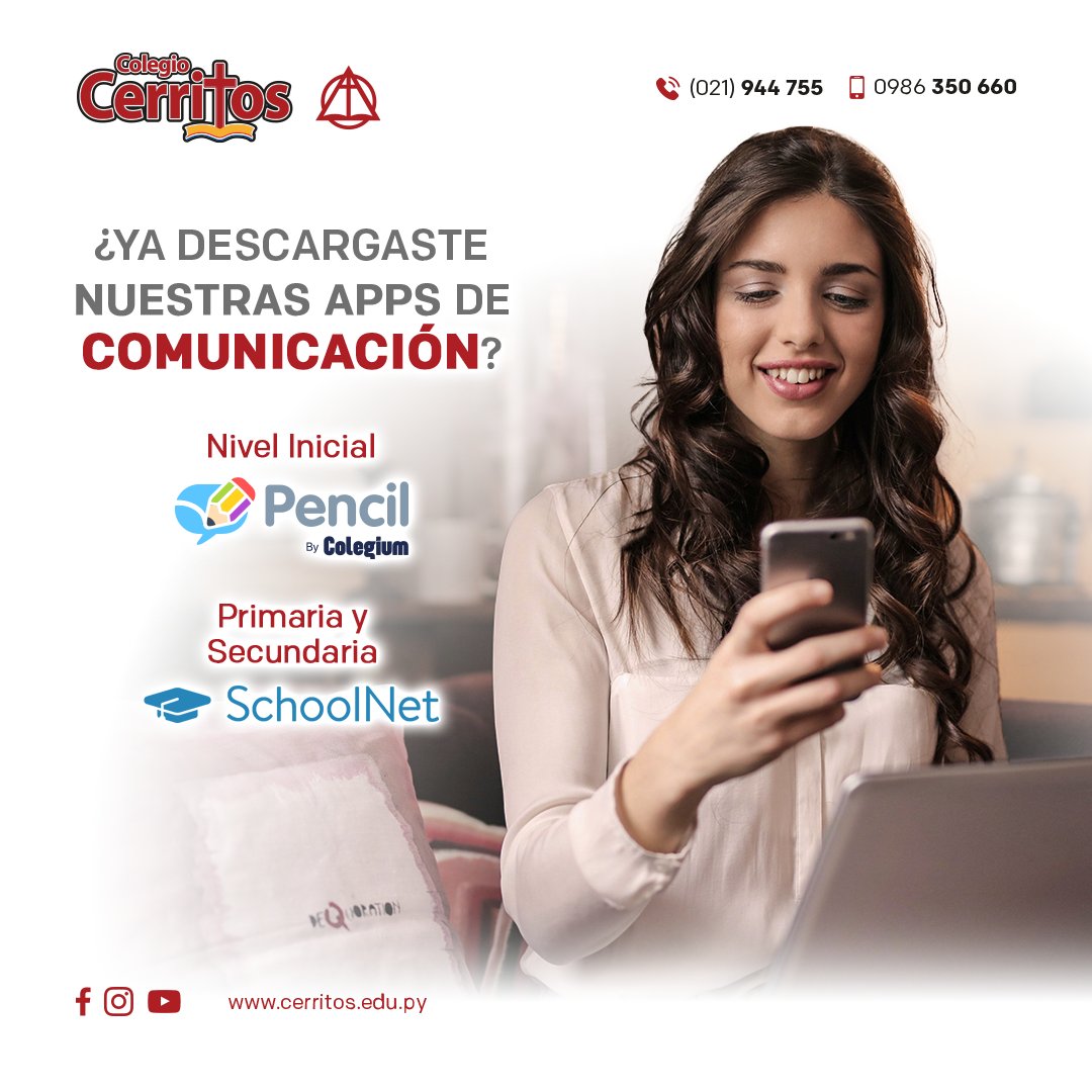 5DiasPy's tweet photo. COMUNICADOS EN ✅ TODOS LOS NIVELES
Atención Padres, Madres y Encargados: Recordamos que están disponibles para todas las plataformas nuestras apps de comunicaciones escolares
Colegio Cerritos, excelencia en educación integral.
#Comunicación #AppsParaPadres #Pencil #SchoolNet https://t.co/ntgue5Amah