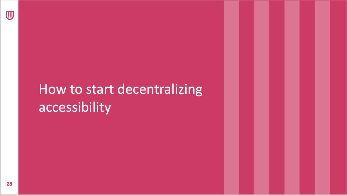makeitfable's tweet image. Sam just wrapped his session at #AccessU! On how your organization can start decentralizing #a11y: "When accessibility is known, it's no longer daunting. Once your team is inspired, then org-wide training can happen – customized by departments."