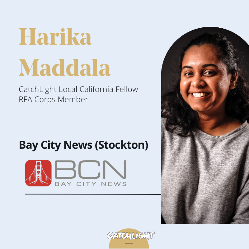 catchlight_io's tweet photo. 👋 Meet @HarikaMaddala, one of our five #CatchLight Local Fellows who will work with our partner newsroom Bay City News in Stockton. They are also a @Report4America corps member. 

➡️ Swipe to see some of Maddala’s work and click below to learn more about the fellowship.