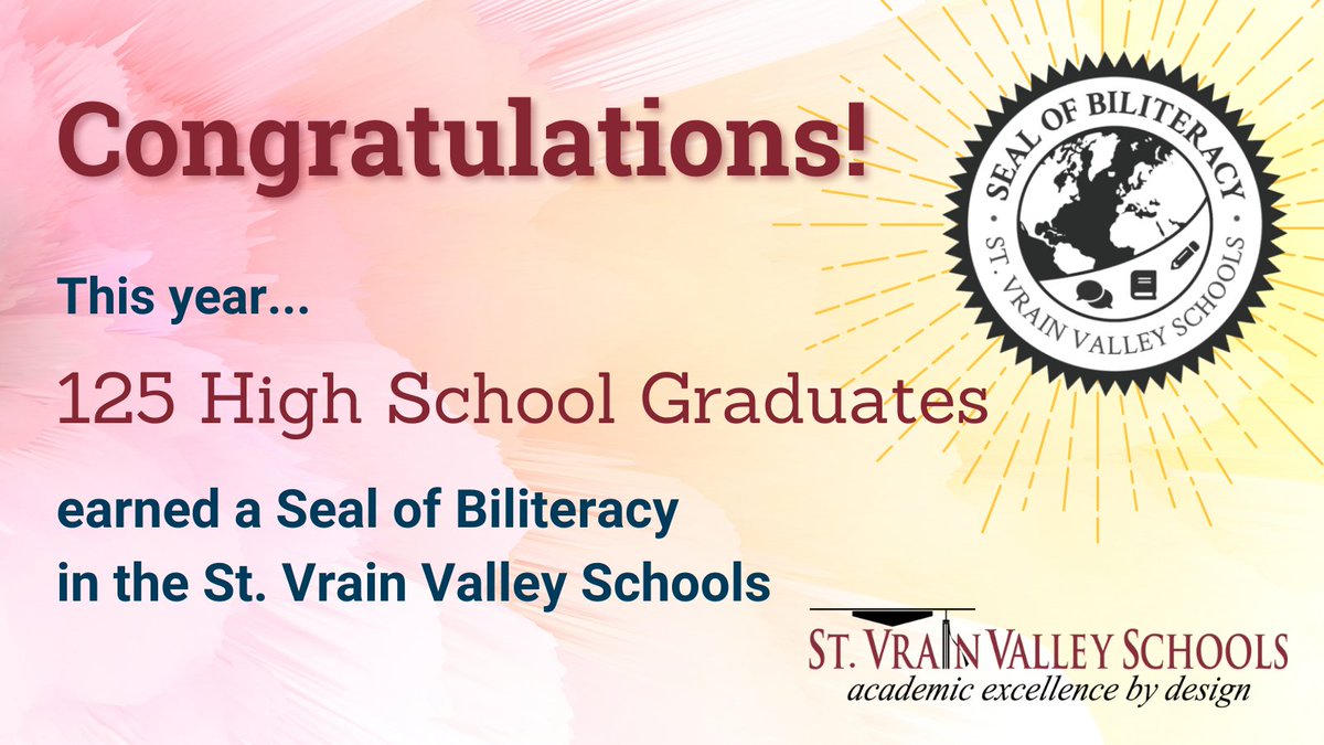 MrsLauer's tweet image. We are SO PROUD of our 2022 St. Vrain Valley Schools Seal of Biliteracy Graduates. This rigourage accomplishment seals their competitive advantage! #LearningisourPriority @SVVSDsupt @SVVSDdeputy  @SVPriorityPrgms #stvrainstorm