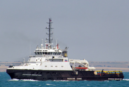JanPraet1's tweet photo. De reddingssleepboot "Professor Nikolai Muru" is op weg naar het gebied waar de #moskvacruiser verging. Hij heeft een Falcon Seaeye robot-onderwatervoertuig van SAAB aan boord evenals een team duikers. #Rusland heeft de ambitie om de gezonken #Moskva te bergen. https://t.co/sZA9uPGjob