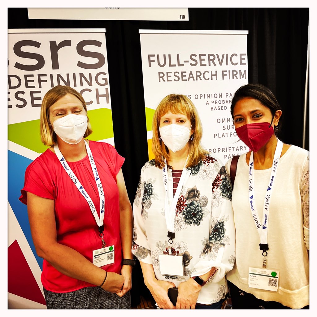 The first day of #AAPOR was 🌟fantastic!🌟 It's great to be back in person and there are so many interesting sessions it is hard to choose where to go.  We are looking forward to tomorrow! 

#DataNerds #SurveyResearch #SurveyMethodology #WeLoveResearch #PublicOpinionResearch