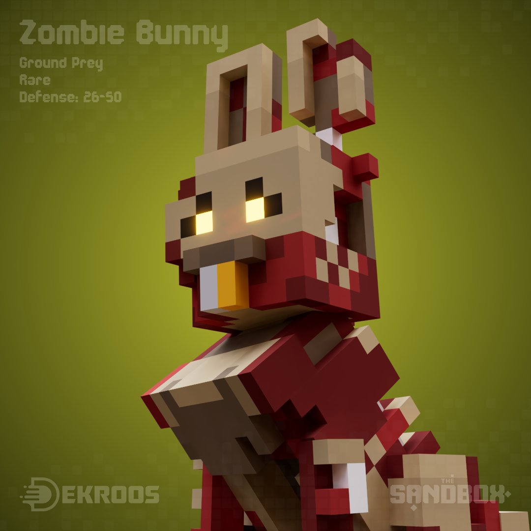 iamdekroos's tweet photo. 🎨 This was probably my most difficult test. I decided to take the easy way - to make "Zombie Bunny", however, to make it the best that I saw on the TSB market. Did it or not - you decide. I had an animation where he eats a person's hand, but I won't upload it 😁
#TheSandbox https://t.co/9dSb23ZDJ1