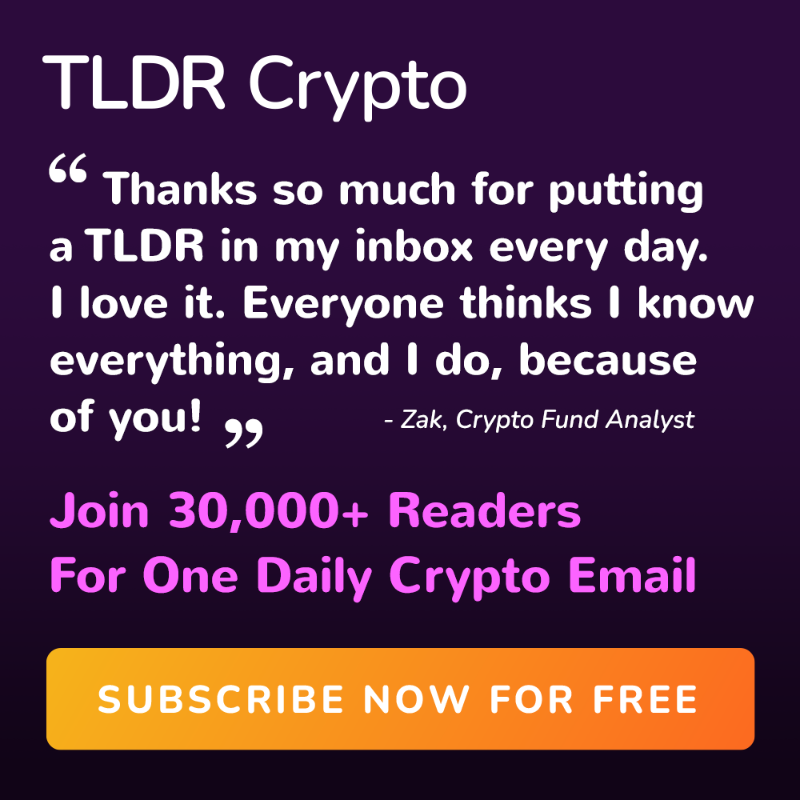 tldrnewsletter's tweet photo. TLDR Crypto is a free daily newsletter that brings you the most important web3 stories in under 5 minutes.