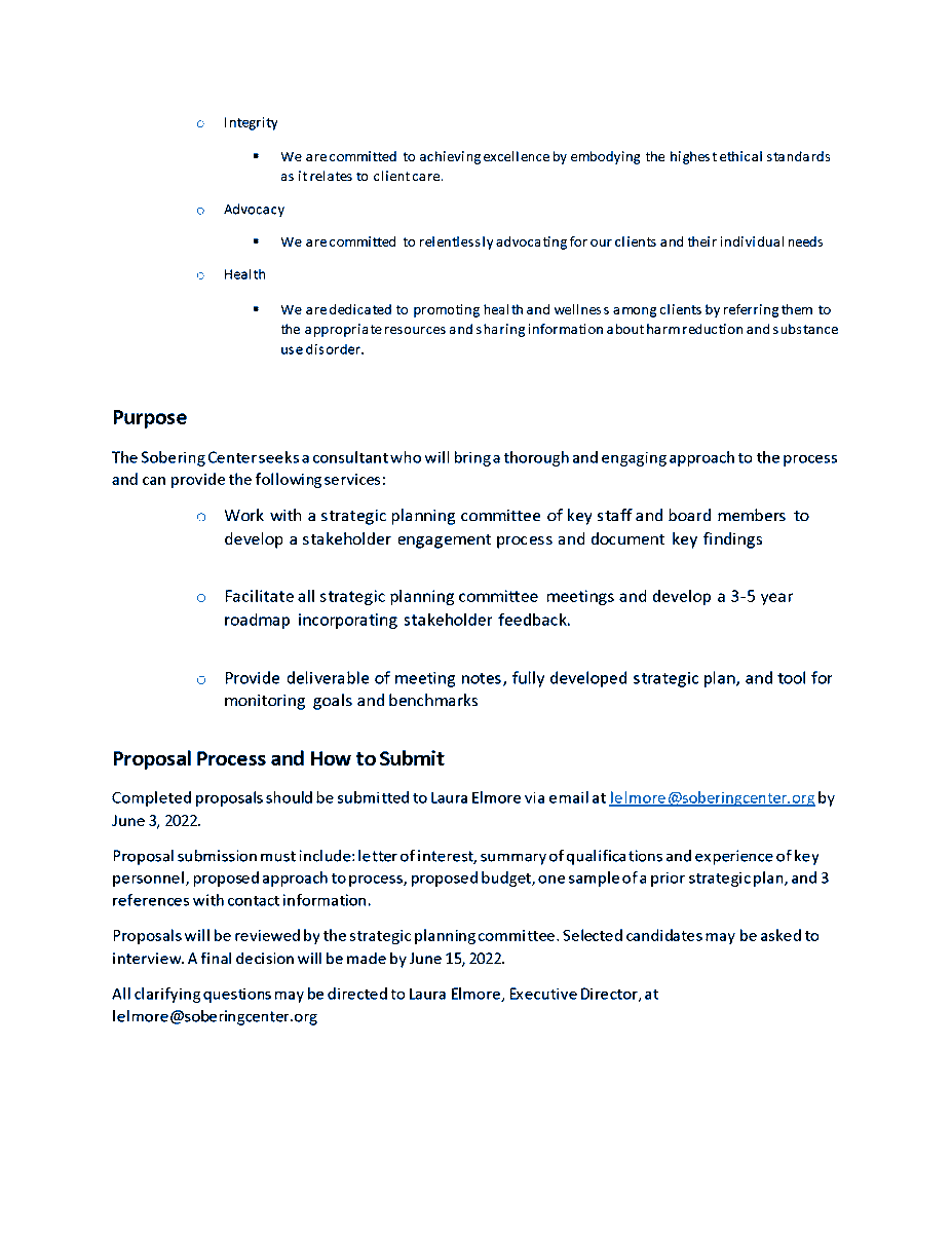 We are looking for someone to help facilitate our strategic plan! Come help us make The Sobering Center the best it can be! ⭐