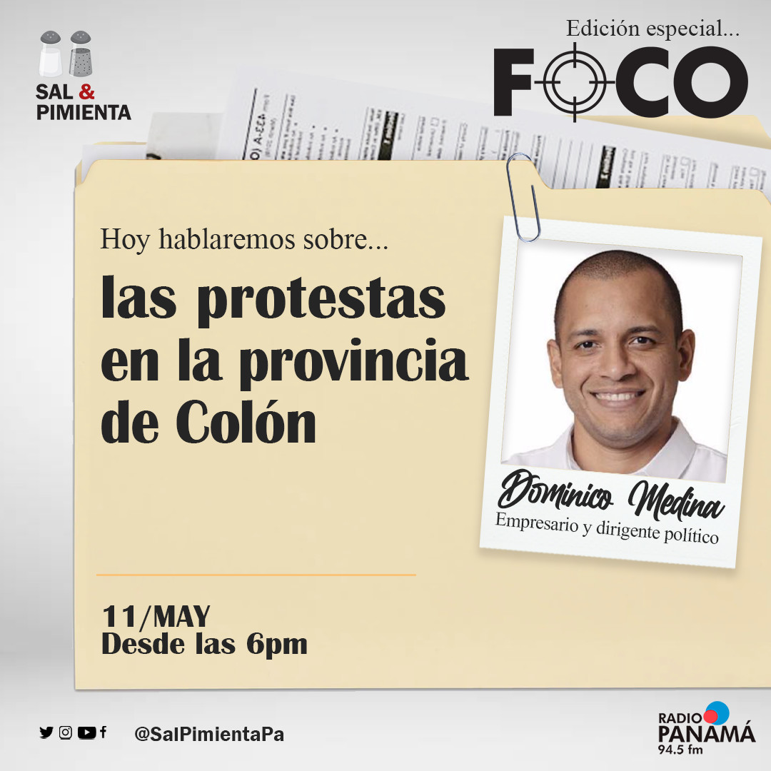 Hoy hablaremos con Dominico Medina, empresario y dirigente político colonense, sobre las protestas en la provincia de Colón. Desde las 6:00 pm, por <a href="/radiopanama/">Radio Panamá</a>, en otra edición especial conducida por los amigos de <a href="/focopanama/">Foco</a> 
#Protestas #Distrubios #Colon