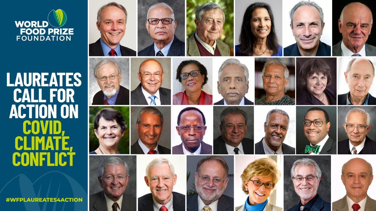 WorldFoodPrize's tweet photo. NEW Laureate Letter:

In an open letter, 26 World FoodPrize Laureates are calling on #G7 leaders to leverage global #FoodSystems to tackle:

✅#ClimateChange
✅ Hunger
✅#COVID19
✅ Conflict

Read the full letter: https://t.co/sVjJtMywcx 

#WFPLaureates4Action https://t.co/Xyri7kHHCh