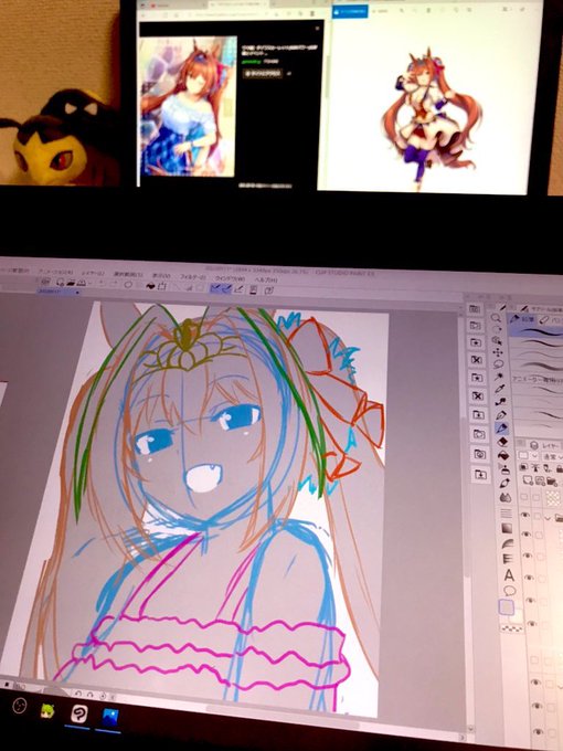 #wip
おはようございます( ' ▽ ` )
金曜日の誕生日に間に合わせるために、頑張ってダスカちゃん描いてます 