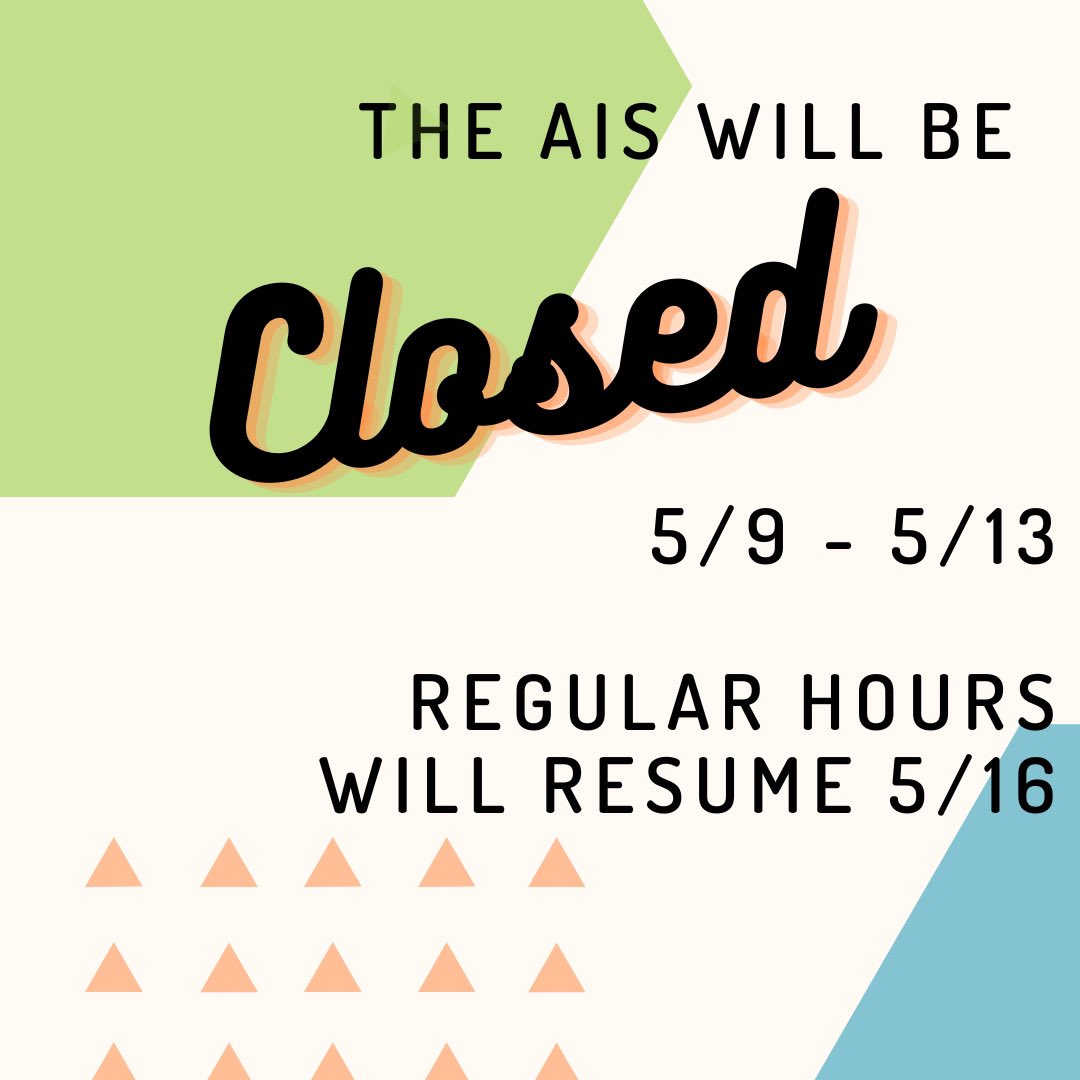 ais_nmsu's tweet photo. We will be back for the summer with our regularly scheduled hours: 8-5, Monday-Friday! https://t.co/n5I7MPS6b9