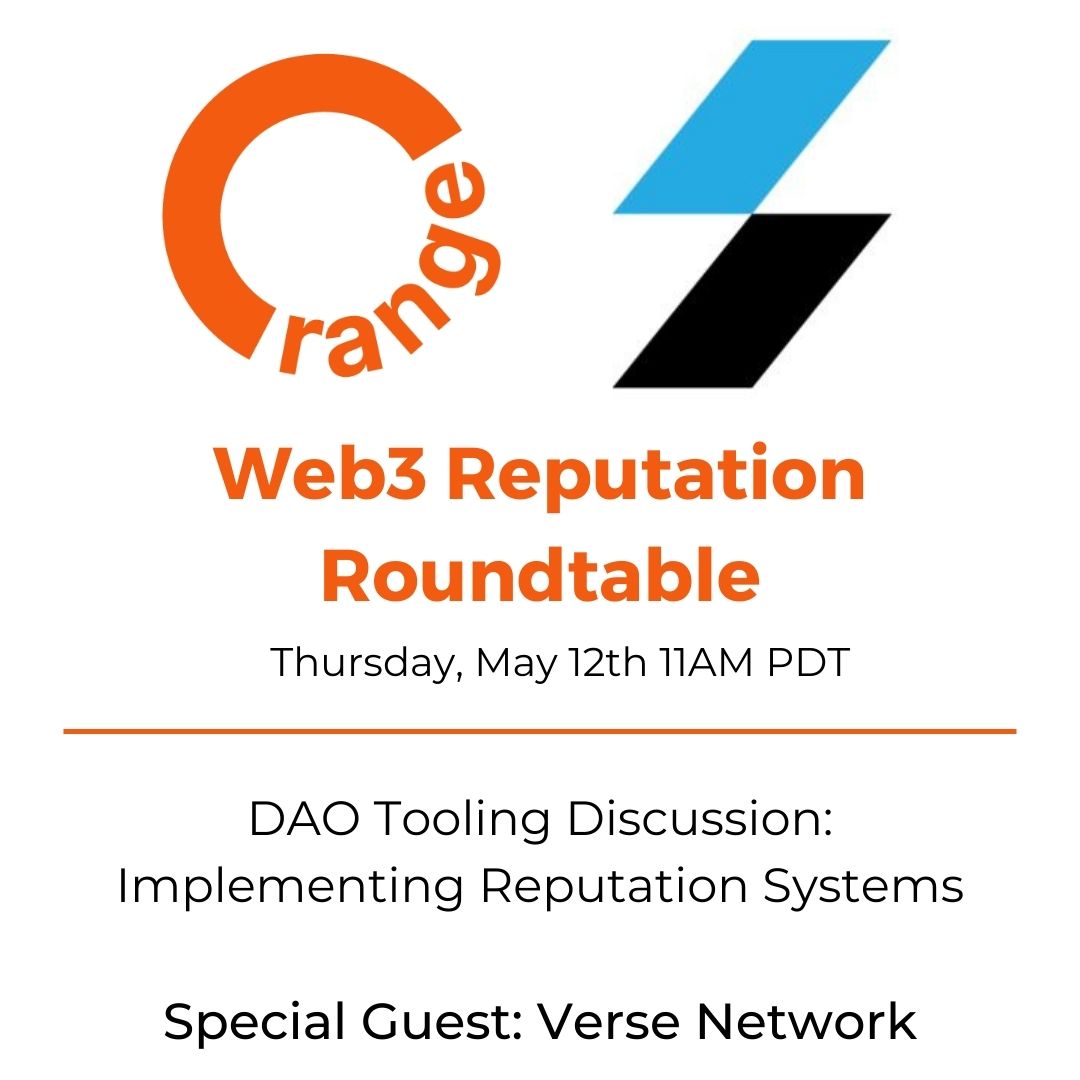 OrangeProtocol's tweet photo. Tomorrow's #Web3 Reputation Roundtable will feature @STP_Networks as we discuss DAO tooling and implementing reputation systems! 🎙️🍊

All builders who want to create DAOs with reputation models are encouraged to partake at 11AM PDT! 🧠

https://t.co/NaTrT22PP1 https://t.co/NtExJE7Nex