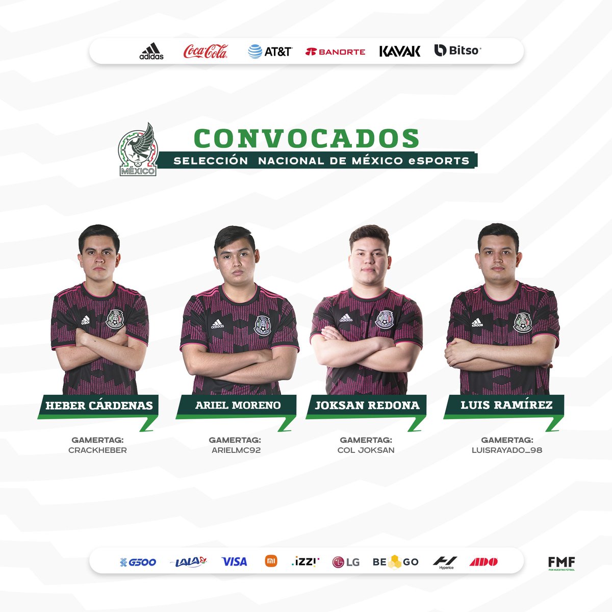 miseleccionmx's tweet photo. 📄 | NOTA | #eSports 

¡A darle! ⚽️ 🎮 🇲🇽
Ellos son nuestros Pro Players que jugarán ante 🇨🇷 y 🇵🇦 en duelos de preparación en los próximos días. 

Más info. 👉🏻 https://t.co/BqGK549n7a

#HechoDeLosMexicanos | #FMFporNuestroFútbol https://t.co/bglcpm2K2h