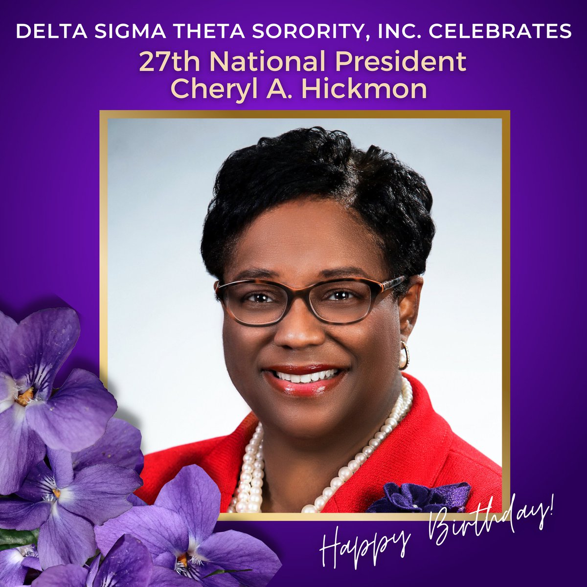 Today, we remember and celebrate the birthday of our beloved 27th National President Cheryl A. Hickmon! Although she is deeply missed, her legacy within our sisterhood will live on forever. 

#DST1913 #HickmonLegacy