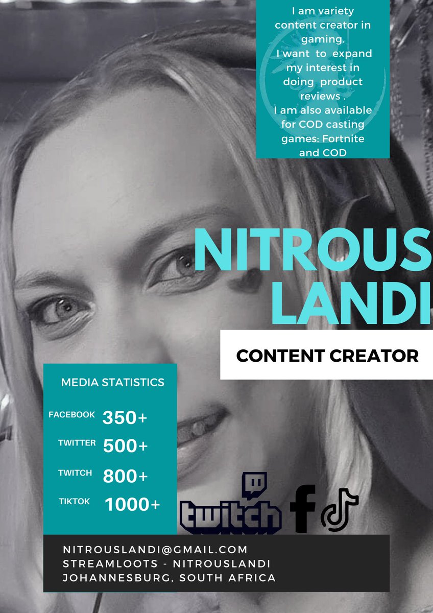 Nitrouslandi's tweet photo. I am variety content creator in gaming.

I want to expand my interest in doing product reviews . DM me if your looking for someone.

I am also available for COD casting games: Fortnite and COD

#SBST #TwitchZA #SAStreams #Content #contentcreators #productreviews https://t.co/mTtaWLJ2rU