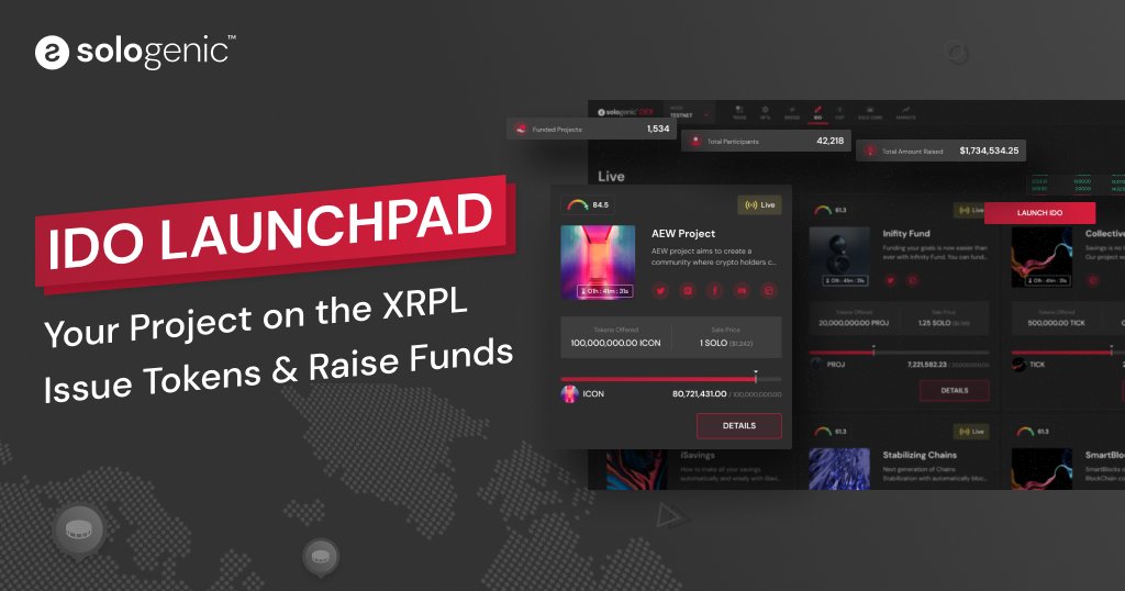 txRWAs's tweet photo. The upcoming Launchpad will support and facilitate the growth of new projects on the #XRPL 

Reputable projects will be able to issue their own tokens and raise funds directly on the #Sologenic decentralized exchange.

#GoSOLO https://t.co/SizESAzks5