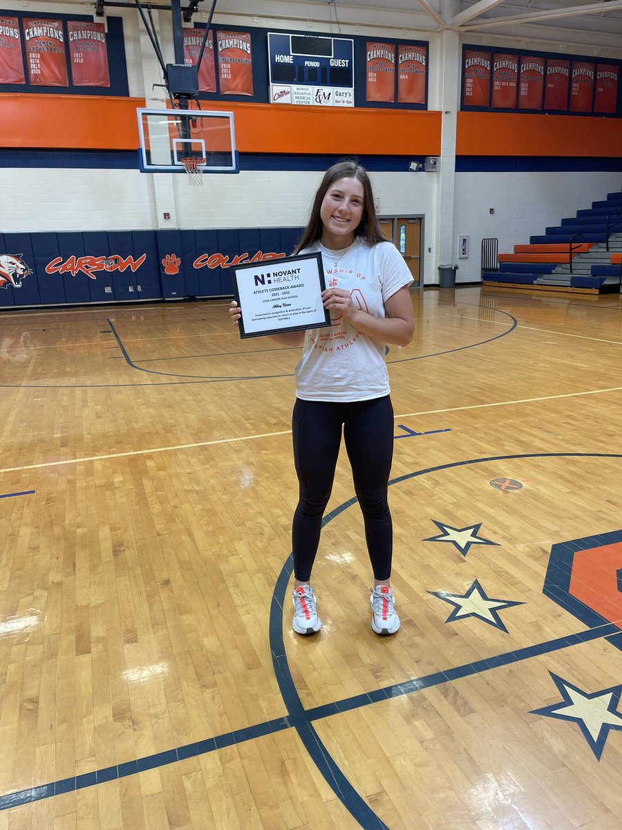 Novant comeback player of the year for Carson athletics! Abbey Nixon. <a href="/JCHSCougars/">Jesse C. Carson High School</a>