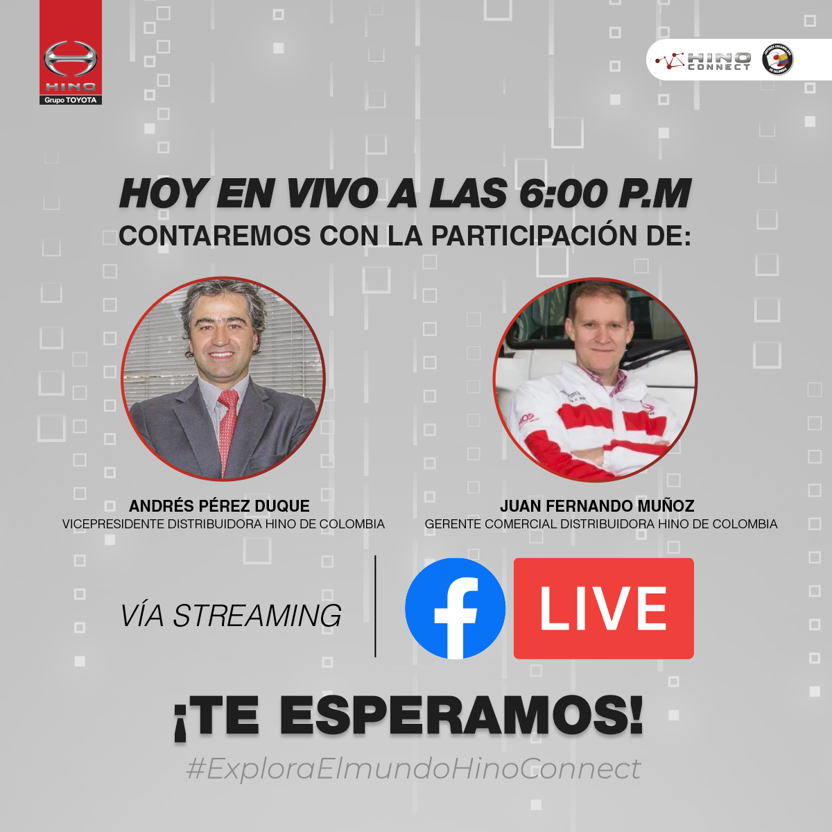 HinoColombia's tweet photo. ¡Llegó el día de nuestra cita! No olvides conectarte a nuestro LIVE de hoy, tendremos dos invitados de lujo que te contarán sobre todas las novedades, usos y beneficios de tener #HinoConnect en tu unidad. ¡Te esperamos! 😉 https://t.co/1qXNMKHTFX
