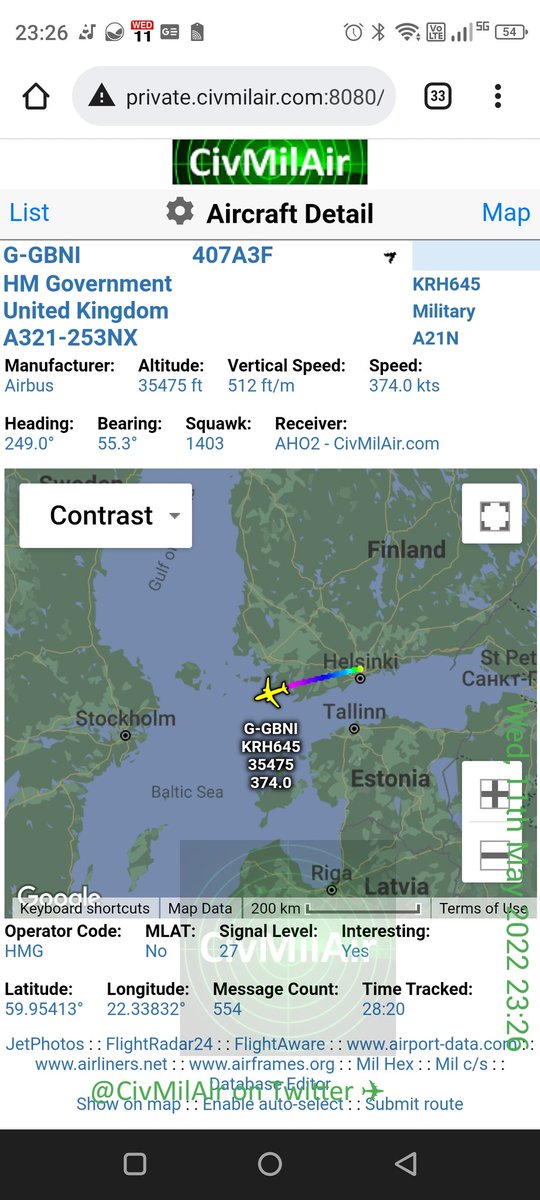 CivMilAir's tweet photo. ✈ #BorisForceOne out from Helsinki, Finland

UK PM @BorisJohnson returning from a whirlwind visit to Sweden &amp; Finland

🇬🇧 HM Government
A21N G-GBNI KRH645 https://t.co/K0czgDbSHr