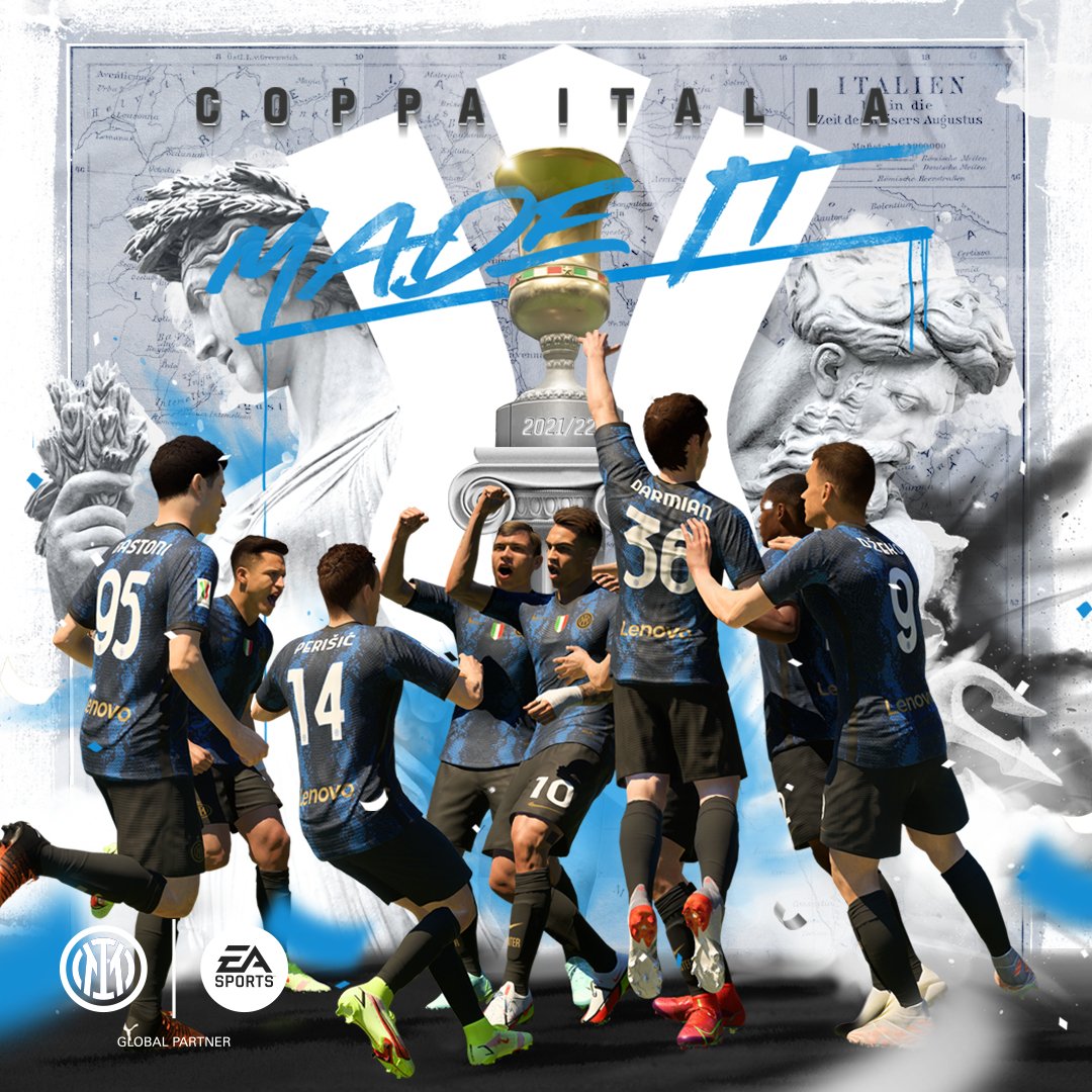 Inter_InDiretta's tweet photo. 🔥 CAMPIONI COPPA ITALIA 2021/22 🔥

📺💻📱👉 @Inter_InDiretta  ||  #Inter_InDiretta

#MADEIT🏆 

@EASPORTSFIFA   @EA_FIFA_Italia 
#JuventusInter  #CoppaItalia   #InterJuve 
#MadeIt #CoppaItaliaFrecciarossa #FORZAINTER https://t.co/PhDjdizcqX