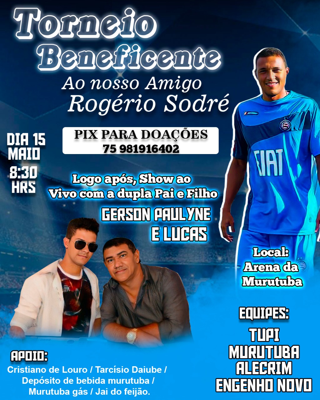 Esporte Clube Bahia on X: 🤲🏾 Jogador do Bahia entre 2007 e 2009, o  ex-zagueiro e volante Rogério Sodré está precisando realizar uma cirurgia  no quadril. Neste domingo haverá um torneio beneficente