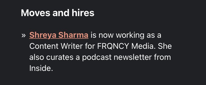 Hi so I was in ⁦⁦<a href="/Podnews/">Podnews podcasting news</a>⁩ today. So yeah I’ve accomplished everything I needed to this week. Cc: ⁦<a href="/frqncymedia/">FRQNCY Media</a>⁩
