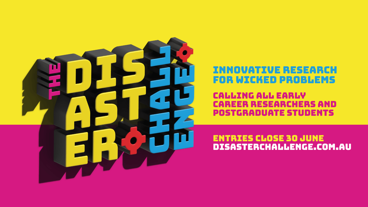 Calling all early career researchers and postgraduate students! 💡 The #DisasterChallenge is inviting the brightest minds in our universities to help solve the trickiest of social and cultural problems. The winning team will receive $5,000 & more! More:disasterchallenge.com.au