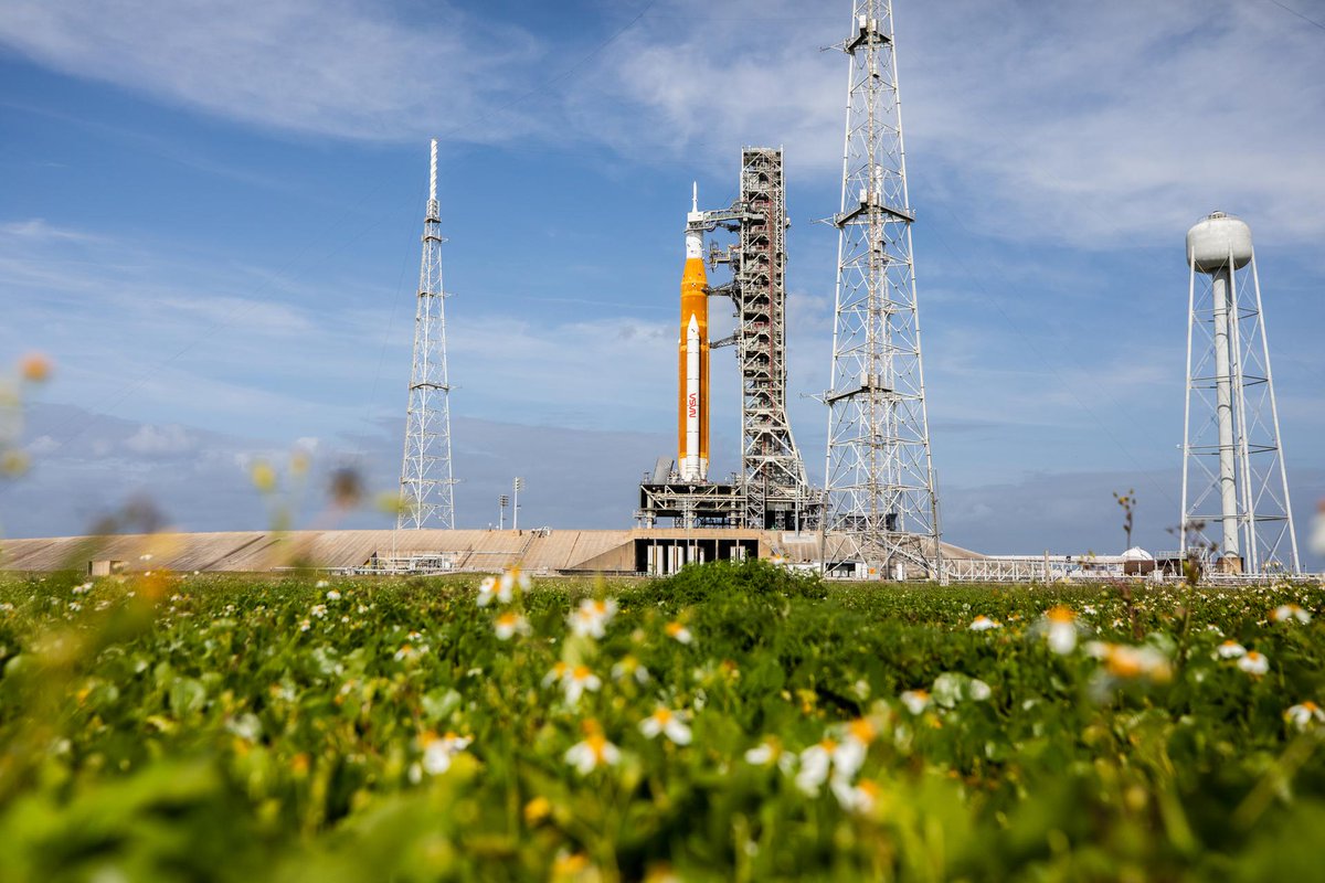 NASA_SLS's tweet photo. Hey #NASASLS, those spring flowers look good on you! 💐 

📸 Photo credit: NASA/ Michael DeMocker and Ben Smegelsky https://t.co/dnp0CipUP7