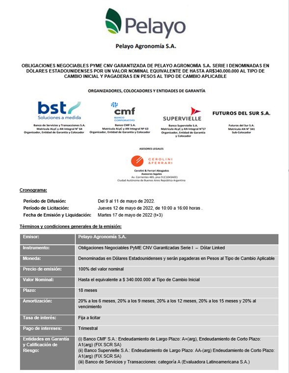 pelayoagronomia's tweet photo. #CNV #ONPYME
•
•
@BancoCMF @Supervielle_ARG #BST https://t.co/aozHoNIsnh