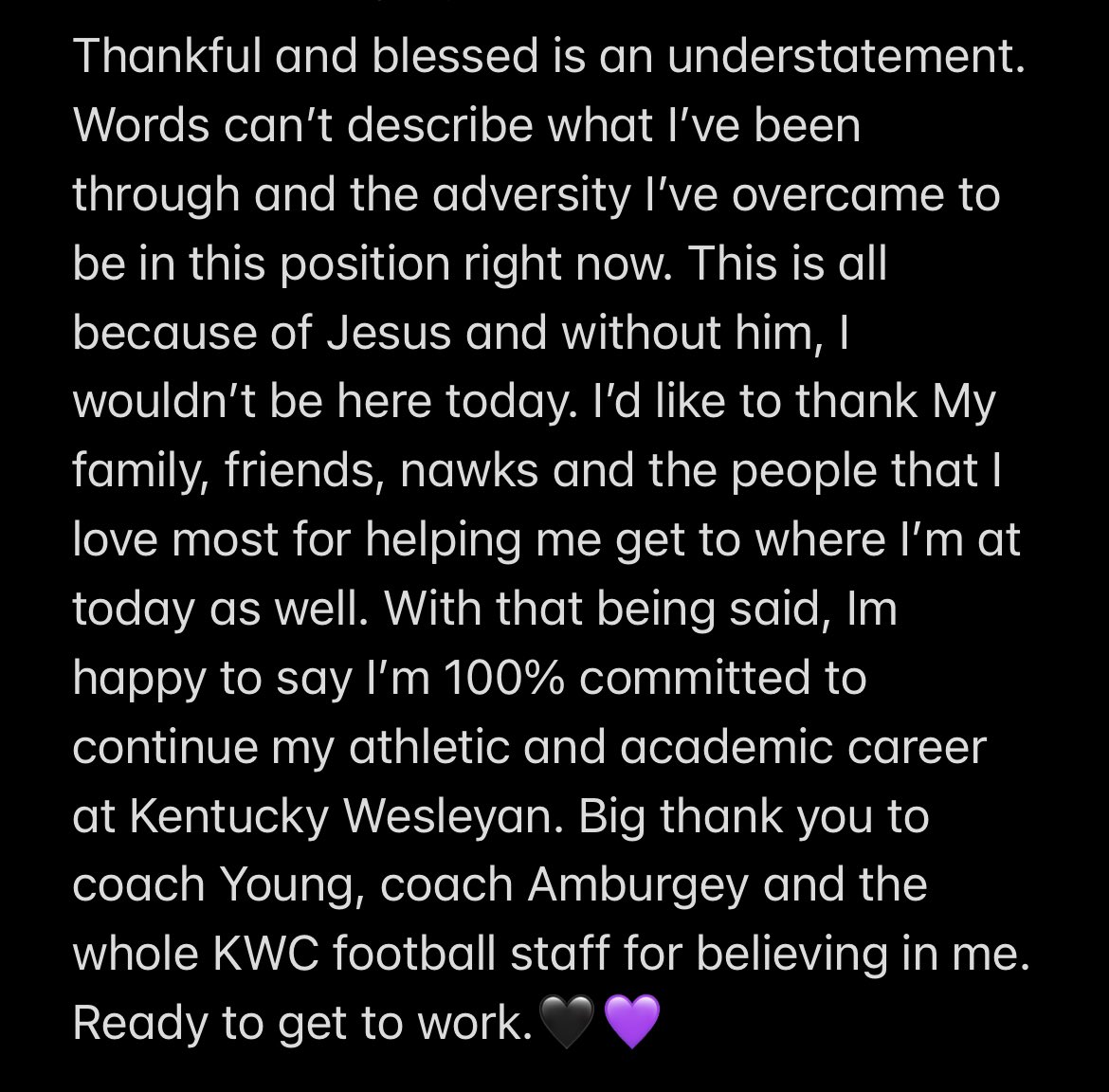 865▶️270 | 100% COMMITTED                    <a href="/kwc_football/">Kentucky Wesleyan Football</a> <a href="/CoachYoung41/">Coach Tyrone Young Jr. II ™</a> <a href="/MatthewAmburge2/">Coach Matthew Amburgey</a> <a href="/LAmustangFB/">Lipscomb Academy Football</a> <a href="/CoachMal7/">Scott Malinoff</a> <a href="/DilfersDimes/">Trent Dilfer</a> <a href="/Scooter81902944/">Scooter Houston</a> <a href="/Travis_Harmon25/">Travis Harmon</a> <a href="/CSmithScout/">Chris Smith</a>