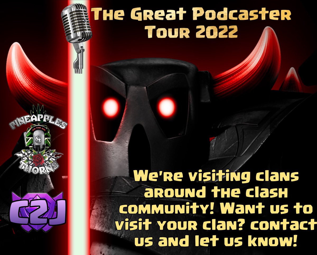Kat_P_and_T's tweet image. Let’s get this party started! the shenanigans are commencing! Karl, $ C-Note $, Peter and I are visiting clans around the Clash community! Starting off our little tour in a clan called Final Gambit! Want us to pay you a visit? Let us know! 🎙